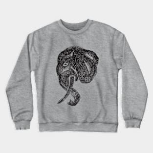 Side profile of an intelligent animal, elephant head in charcoal medium Crewneck Sweatshirt